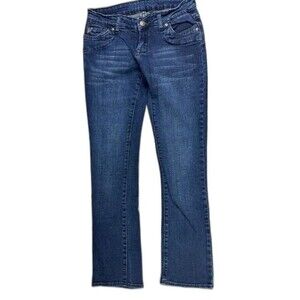 Delias Size 1/2s Womens Jeans Straight Low Rise Stretch Dark Wash